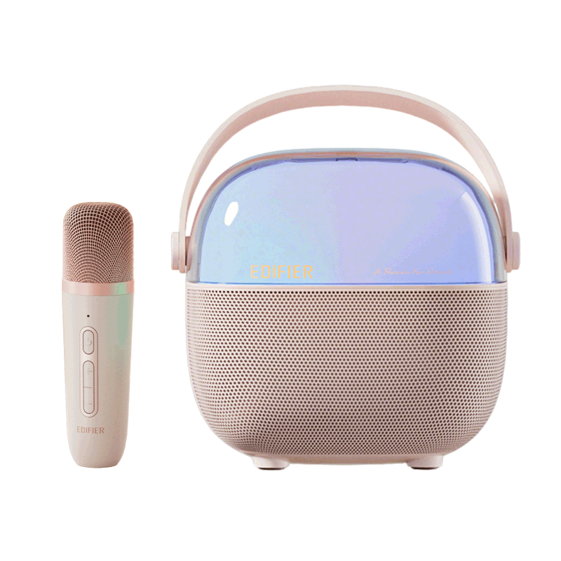 EDIFIER Q3C [Single Mic Version] Wireless Karaoke Microphone, Home KTV Speaker, Smart Singing Device, Karaoke Set, Dream Pink, Graduation Gift