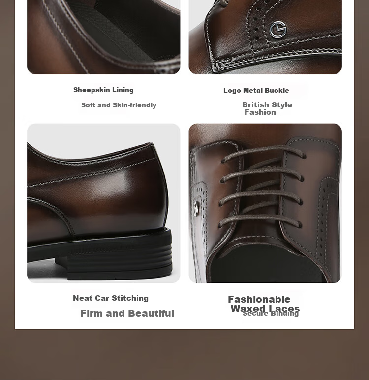 Goldlion Men's Shoes, Business Formal Shoes, Retro Classic Hand-Rubbed Cowhide Derby Shoes, 55013044494A, Black And Gray, Size 38 13