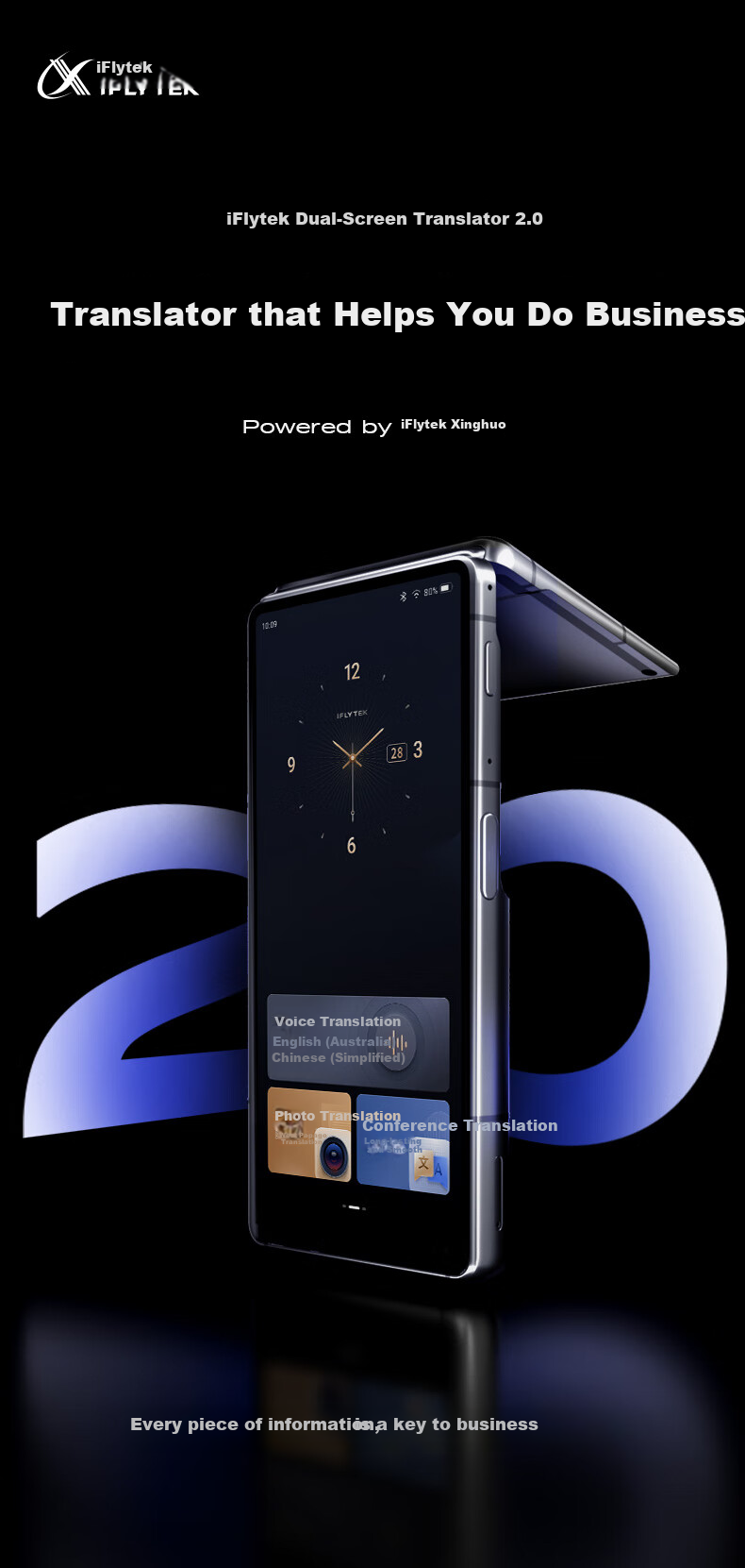 IFLYTEK Dual-Screen Translation Device 2.0, Multi-Language Offline Translator, Simultaneous Subtitle Translation, Industry Translation, Portable Real-Time Translation for Overseas Travel And Spoken Language Translatio 3