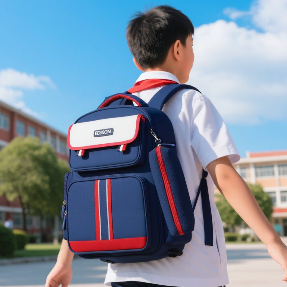 Edison Elementary School Backpack with Spine Protection, Weight Reduction, Reflective Design, Large Capacity, Water-Resistant, Anti-Drop Children's Backpack 2215-3