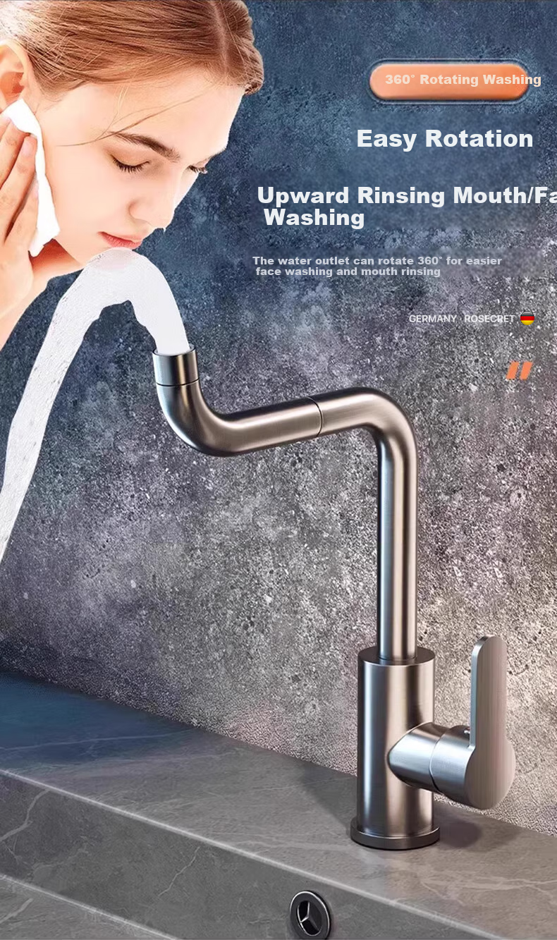 Rosecret 【Germany】Extra Thick Stainless Steel Basin Faucet High Polish Household Bathroom Hot and Cold Wash Basin Faucet MPLT 7