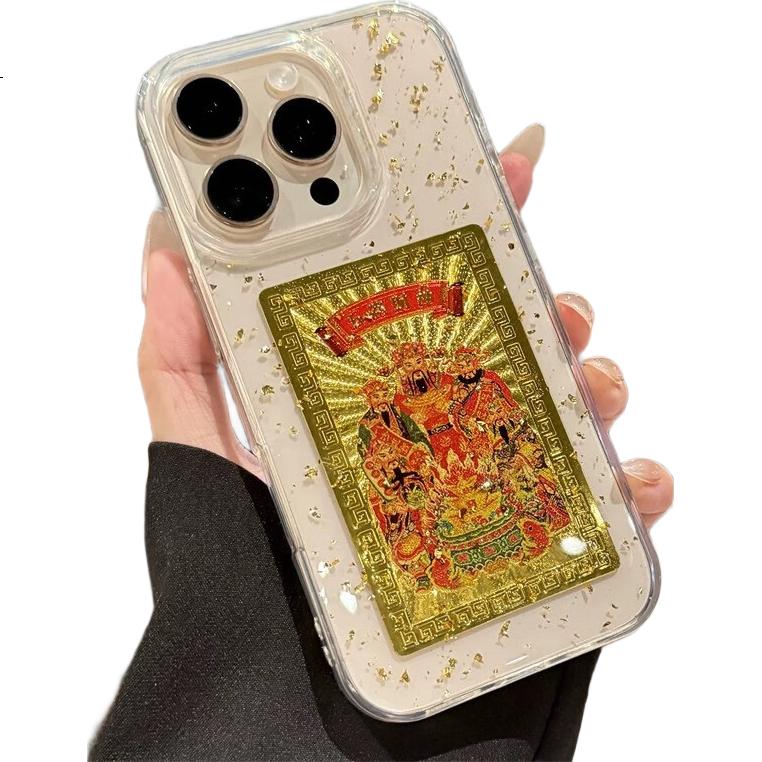 Чехол для Apple iPhone 14 Plus KEKLLE, прозрачный, с золотой фольгой, противоударный, силиконовый