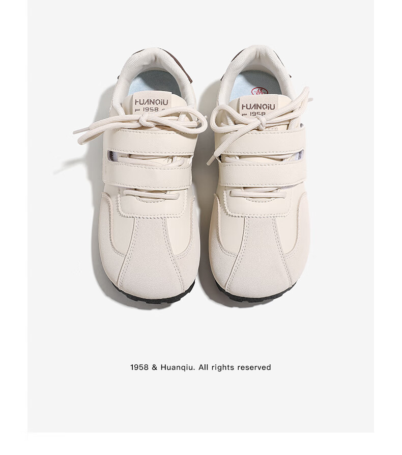 Global Magic Velcro Board Shoes Puffy White Shoes New Ins Ugly Cute Women's German Training Shoes KMXFX8093 Beige Size 35 30
