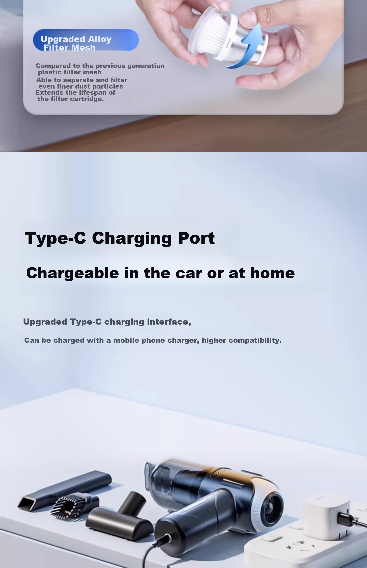 AUTOWOEL Handheld Car Vacuum Cleaner High Power Cordless Portable Multi-Use Car Home Outdoor Blower and Suction Car Interior Cleaner 12