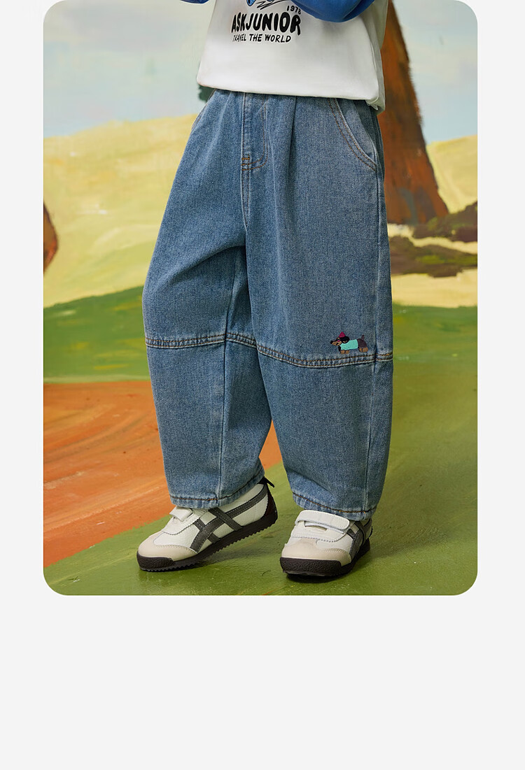 ASK JUNIOR Kids Boys Spring Washed Denim Straight Leg Pants Casual Trousers Jeans Blue Size 90 6