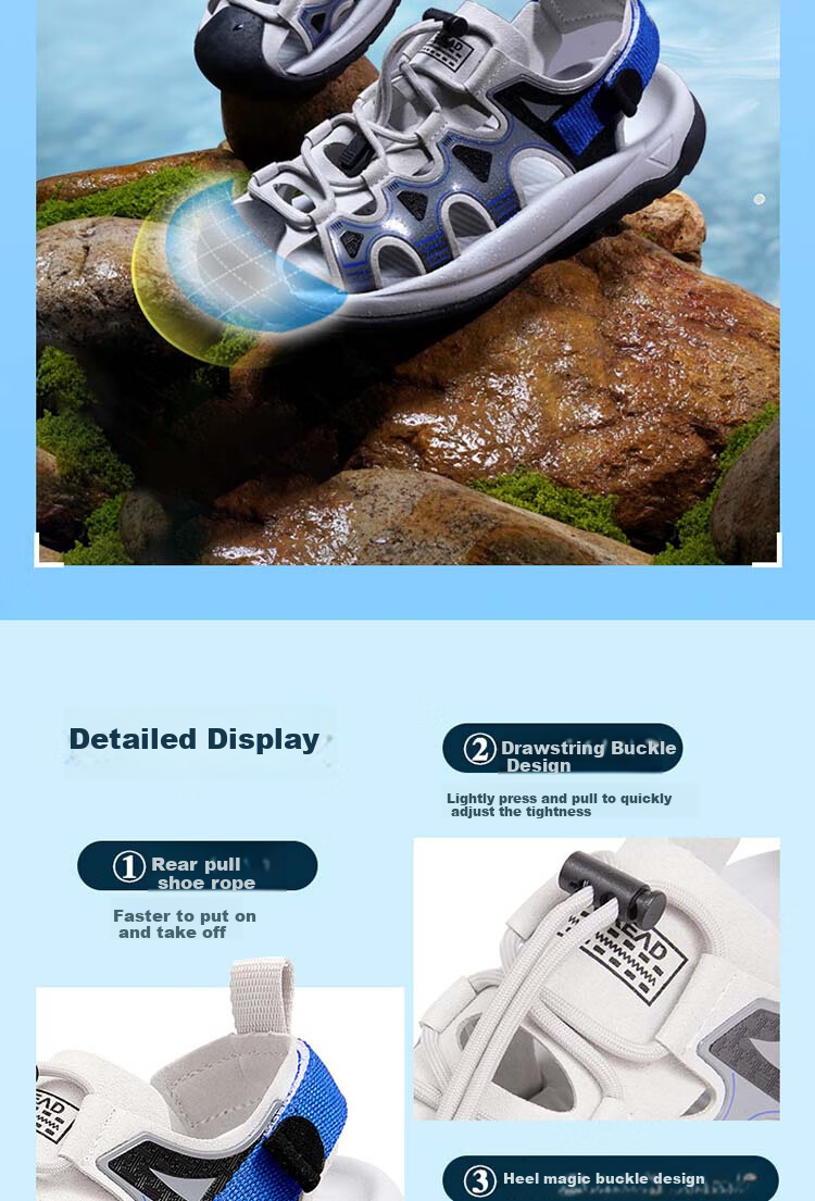 TOREAD Flagship Children's Sandals for Boys And Girls, Big Kids' Summer Shoes, Non-Slip Closed-Toe Beach Shoes, Premium Gray-Green Color, Size 32 7