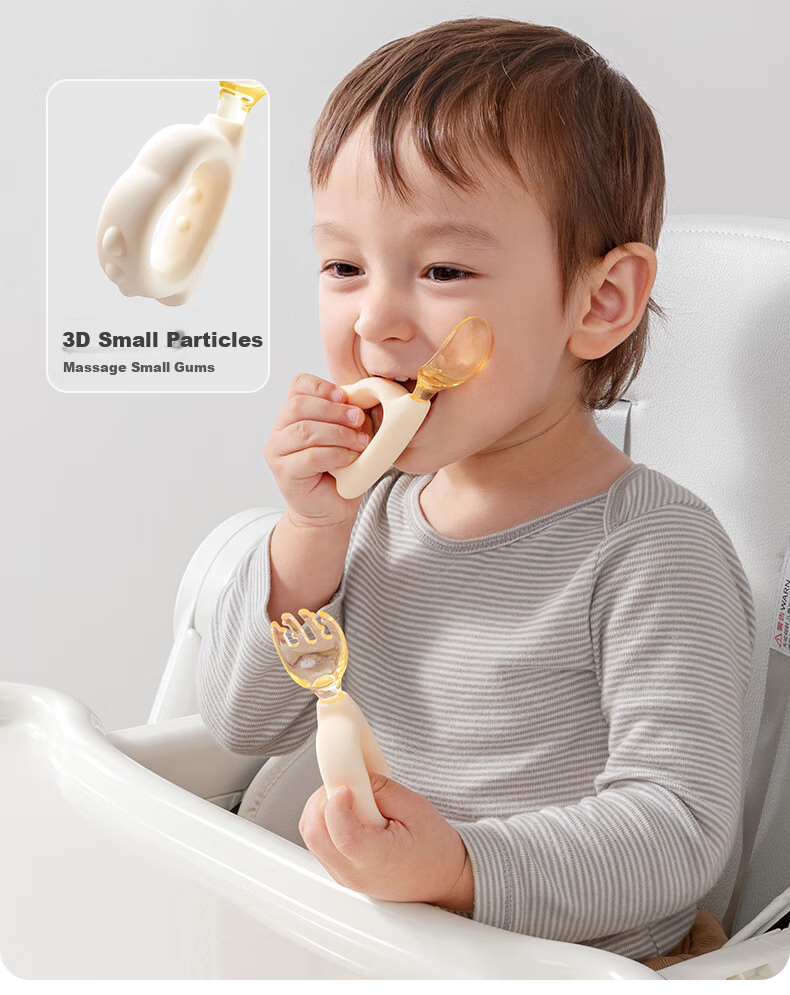Beitaisi Baby Feeding Spoon, Infant Eating Training Fork And Spoon, Baby Food Spoon, Children's Tableware Set, Mushi Yellow 16