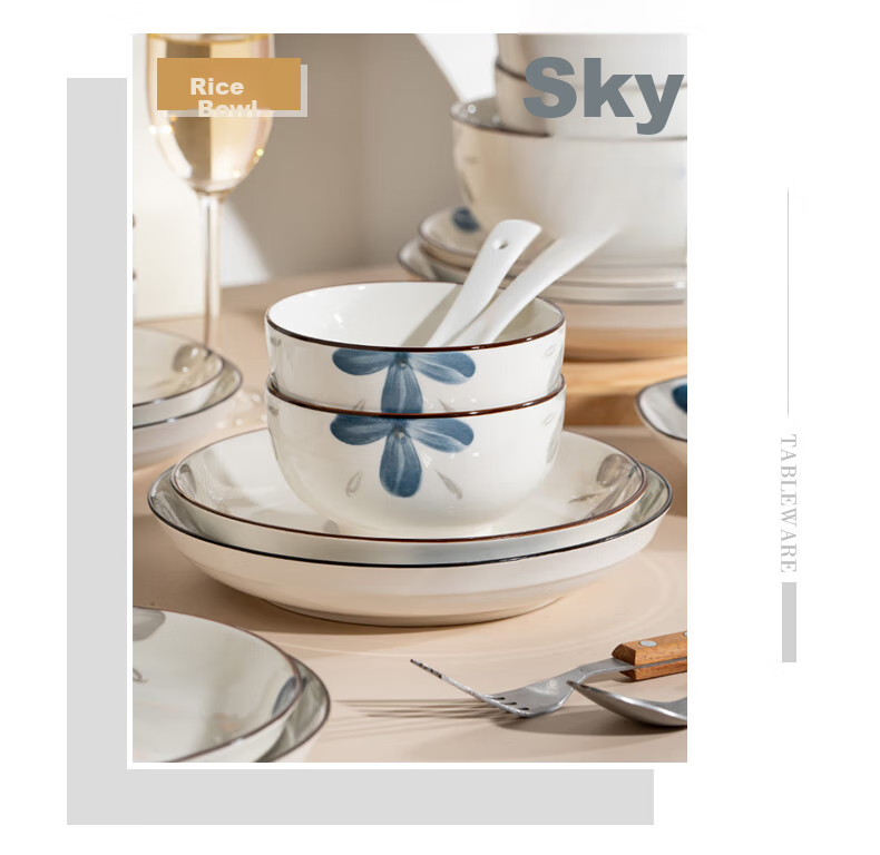 KANGQIN Underglaze Color High-Quality Tableware Set, Housewarming Bowl Plate And Dish Set, Home Use, Mole 12-Person Dining Set, Upgraded Casserole Gift Box 7