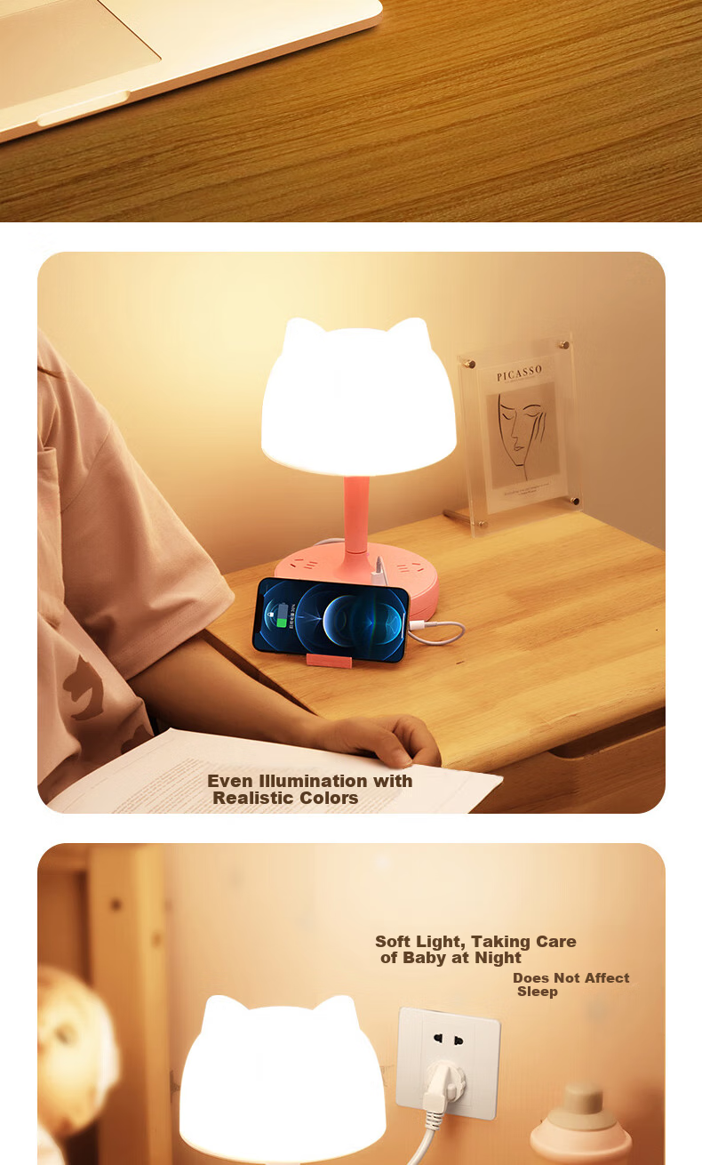 Jingqian Bedside Lamp, Reading Light, Night Light, Baby Feeding Lamp, Eye Protection Light for Dormitory Study And Socket Desk Lamp 4