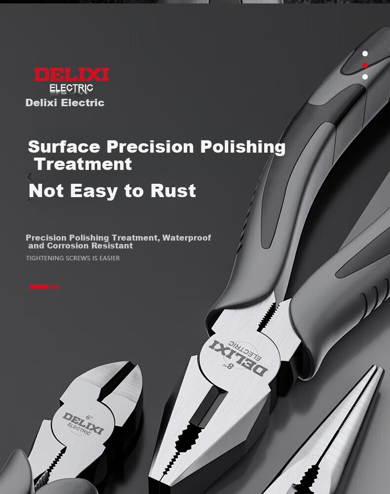 DELIXI ELECTRIC [Industrial Grade] Pliers Set, Tiger Pliers, Wire Cutters, Diagonal Pliers, Electrician Tools, Crimping Pliers, 6-Inch Three-Piece Set 17