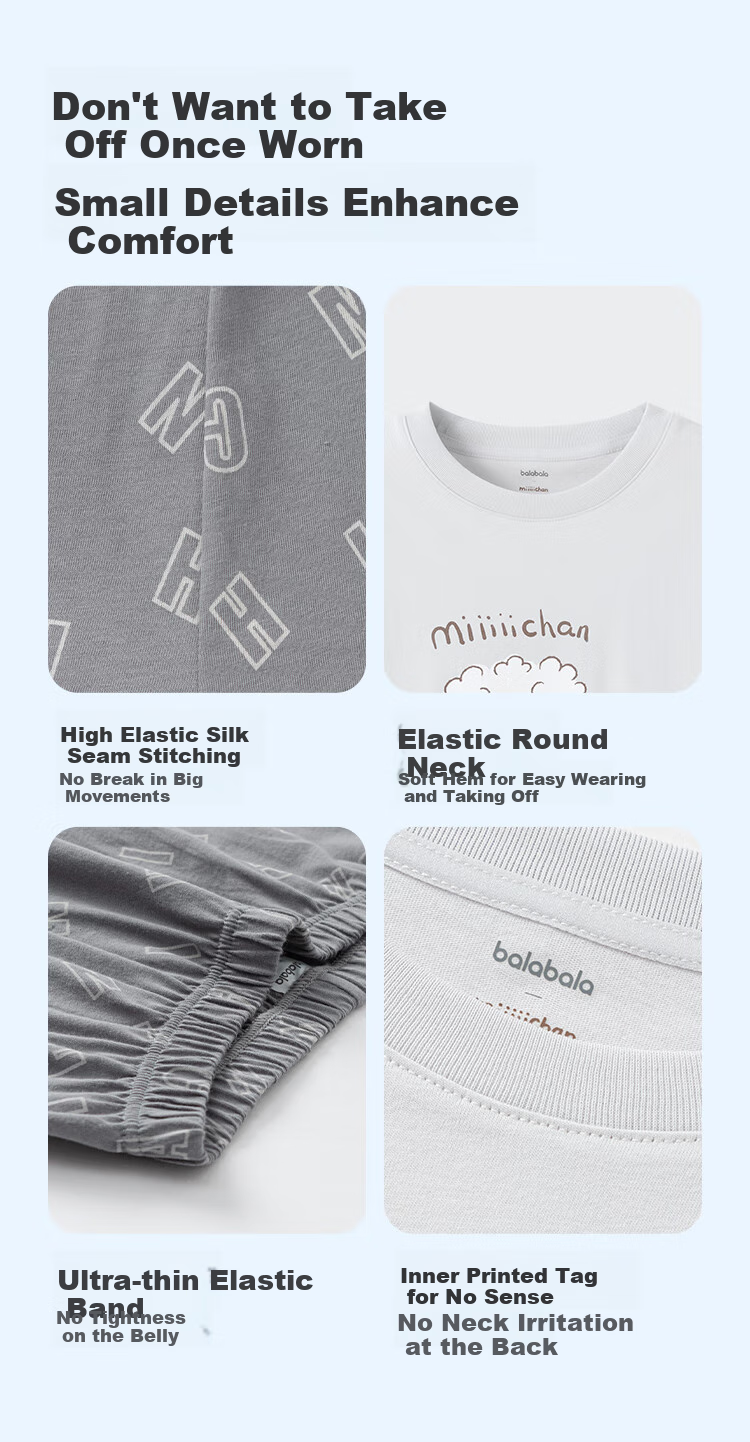 BALABALA Pajama Set for Boys And Girls, Home Wear, Air Conditioning Clothing, Summer Style [Miiichan IP] 209225171208 5