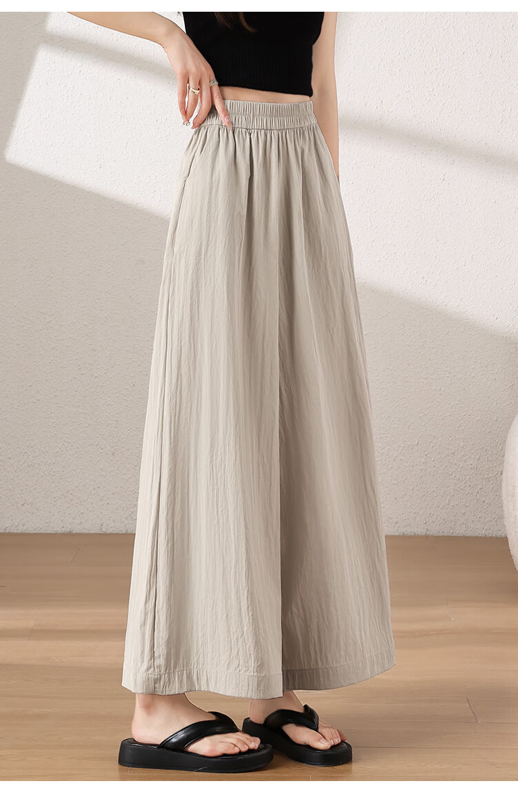 XUEXIMAN Women's Lightweight High-Waisted Straight-Leg Casual Quick-Dry Wide-Leg Pants with Skirt, Summer 2026 New Style, Ice Silk Fabric 31