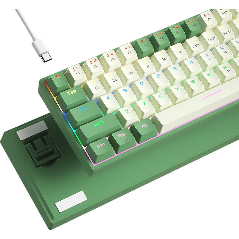 B.O.W Hangshi G68 Проводная механическая клавиатура, игровая, с горячей заменой, офисная, с подсветкой, зеленый и белый чай