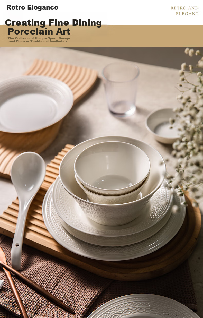 JIWUSENLIN Ceramic Bowl And Plate Set with Chopsticks, Complete Tableware Set for Home Use, Housewarming Gift Box, Muyun 43-Piece Set 4