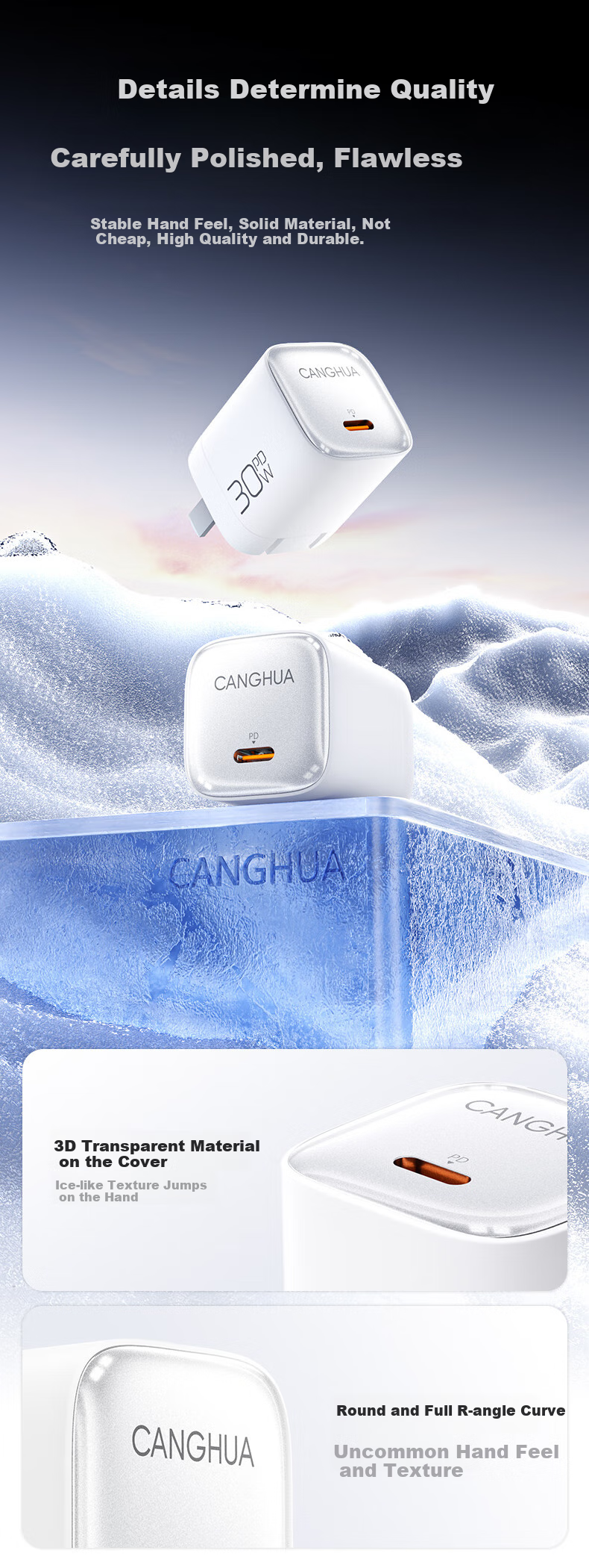 CangHua Multi-Functional Charger Three-In Charging Cable Set, PD30W GaN Charging Head + Three-In Data Cable, Suitable for Apple IPhone 18/17 And Huawei Xiaomi Phones 6