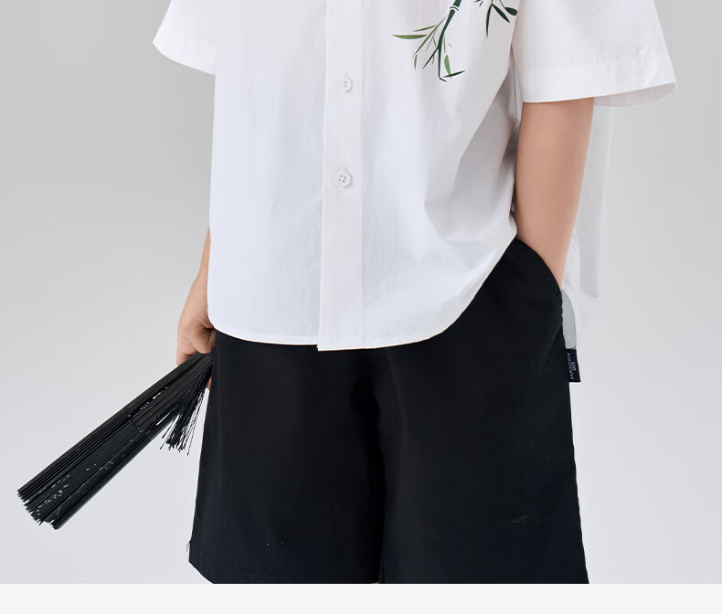 Luomeng Boys' Short-Sleeve Shirt, Chinese-Style Children's New Bamboo Shirt, Boys' Summer Top for Older Kids, White, Size 130 18