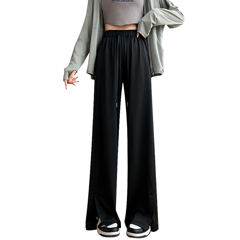 Langsha Women's Ice Silk Wide-Leg Sun Protection Pants Straight Quick-Dry Casual Breathable Sports Slimming Anti-Mosquito Long Pants