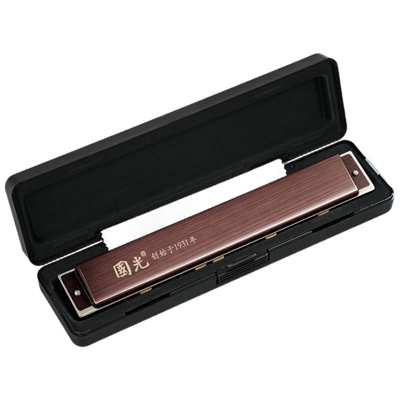 Guoguang Classic Edition Chinese Dragon 28-Hole Wide Range Polyphonic C Key Brushed Copper Cover Harmonica