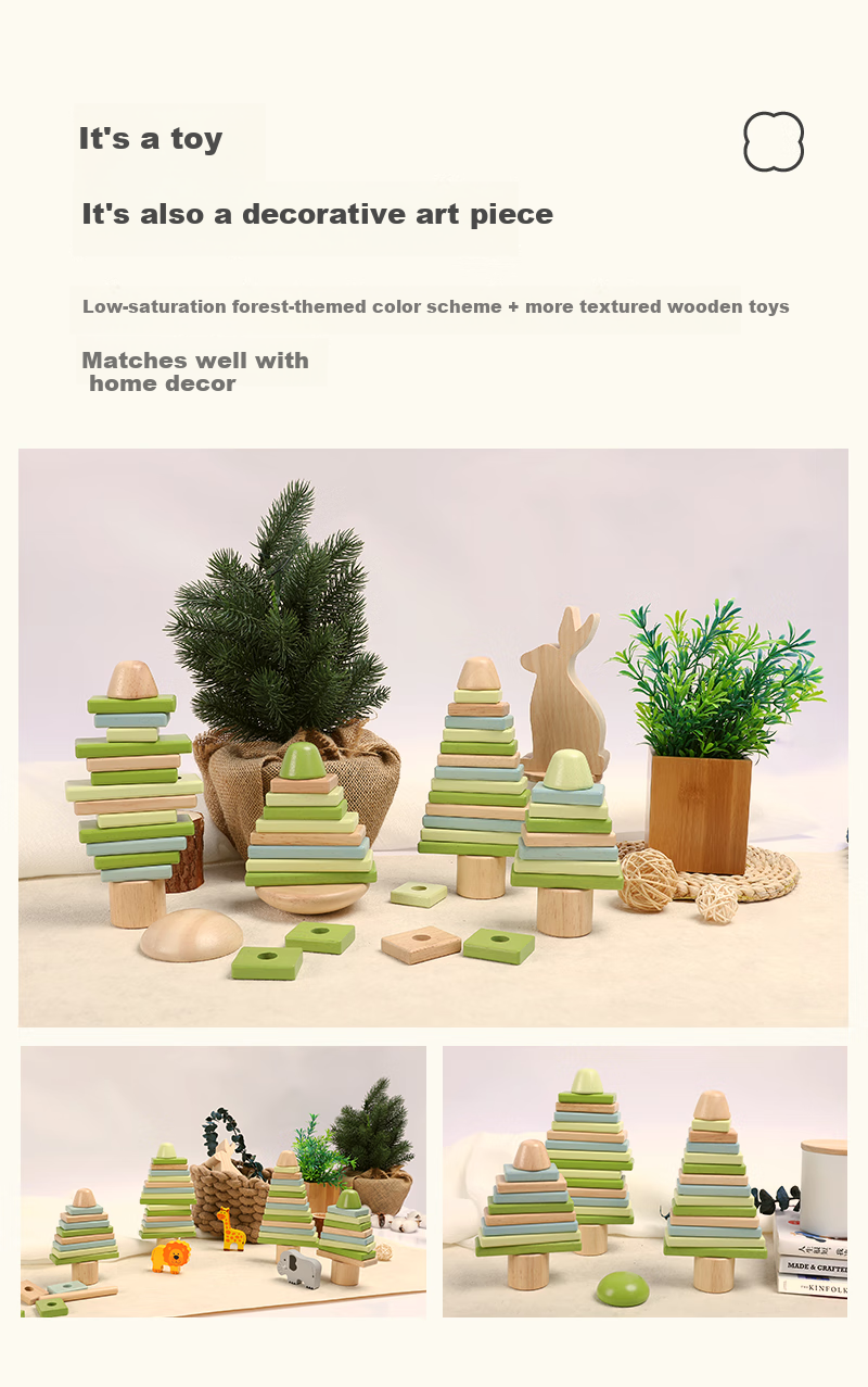 FN Solid Wood Chewable Large Particle Non-Painted Building Blocks Toy for Infants And Toddlers, Boys And Girls, Children's Birthday Gift 12