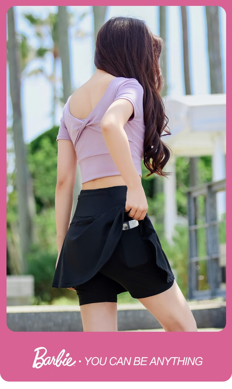 Barbie Tennis Skirt with Inner Shorts for Women, Badminton Skirt with Lining, Fitness Running Skirt, Lightweight Anti-Exposure Sports Shorts 3