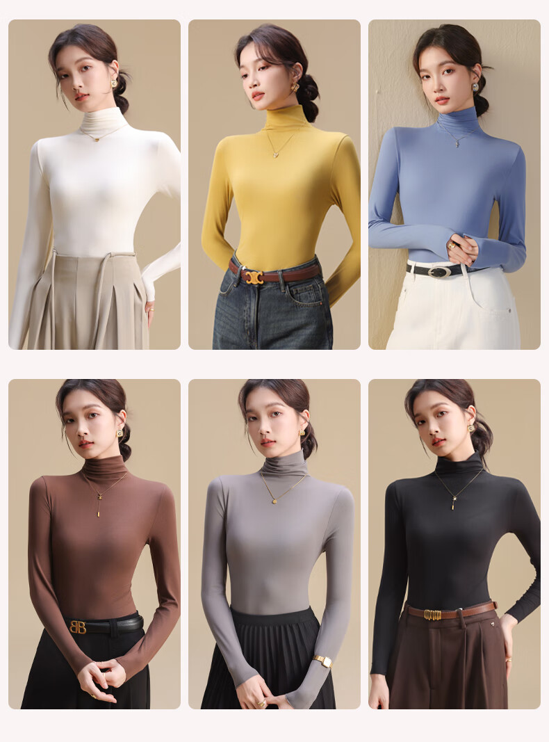 Miiow Women's Stylish Black Slim Fit Turtleneck Thermal Base Layer Top 5