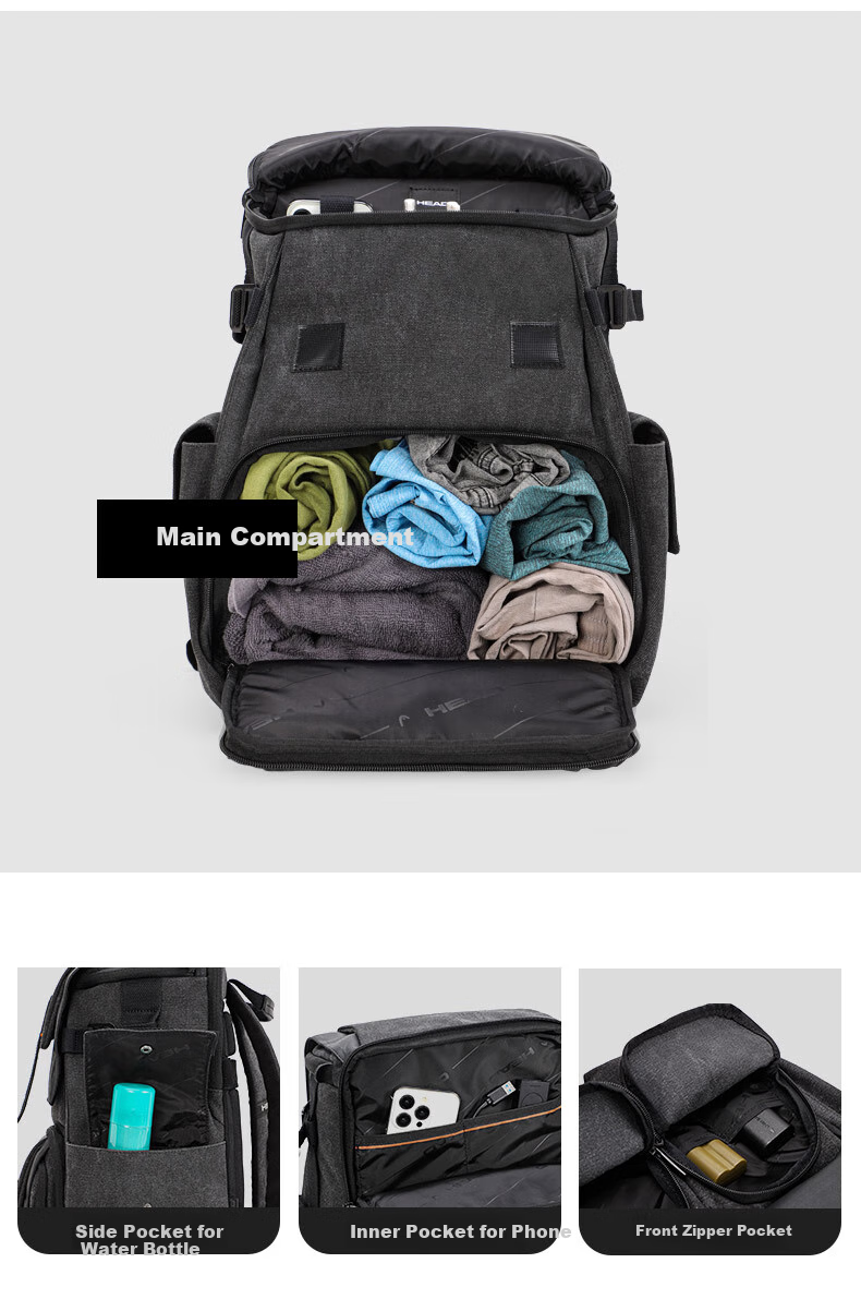 HEAD Backpack for Men And Women, 15.6-Inch Laptop Bag, Cool And Stylish Schoolbag with Large Capacity, Water-Resistant Cycling Backpack 13