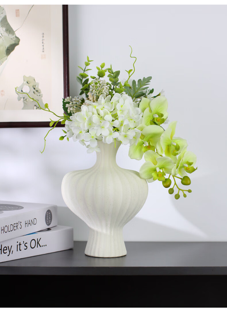 Qiju Yaji Wabi-Sabi Style Curved Luxury Ceramic Vase White Tall 30203 1