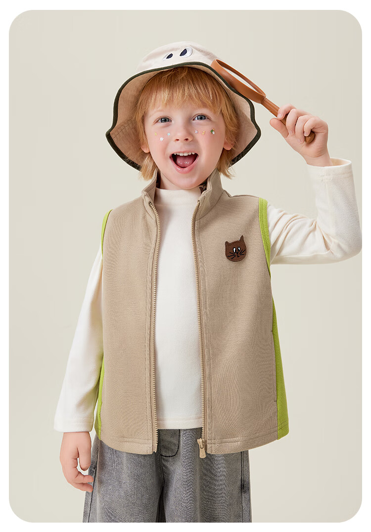 MQDMINI Kids Vest Children's Boys and Girls Hoodie Vest Infant Cardigan Inner Wear Outerwear Versatile Top Duoduo Cangcang 12