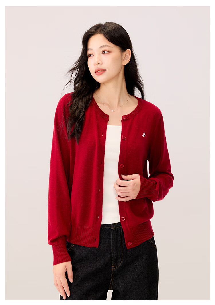 RA&RN / Aiqi Ruyu Autumn New Slimming Solid Color Wool Knit Cardigan Jacket for Women, Elegant 6