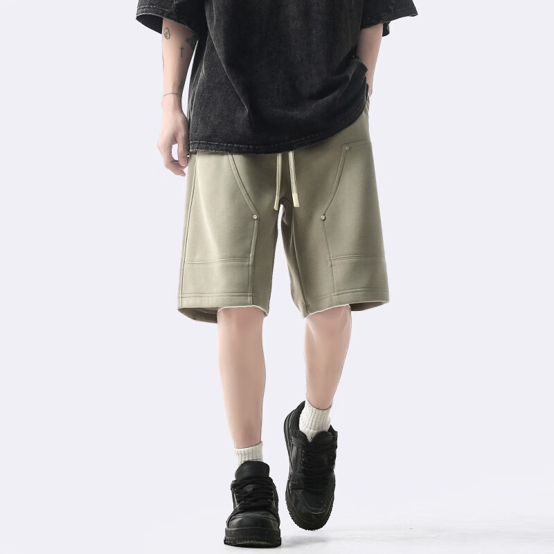 IZEXX American-Style Workwear Casual Shorts for Men, Summer Trendy High Street Loose Versatile Five-Point Pants IZ68 Earth Color M 14