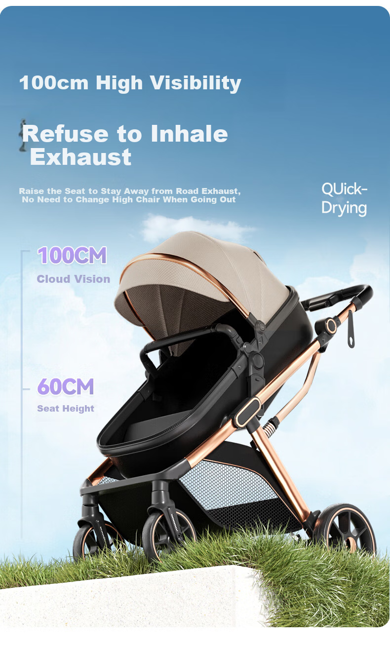ANGI BABY Stroller: Reclining And Sitting Positions, Lightweight Foldable, High Landscape View, Reversible, Shock-Absorbing, 3C Certified, Suitable for Newborns 14