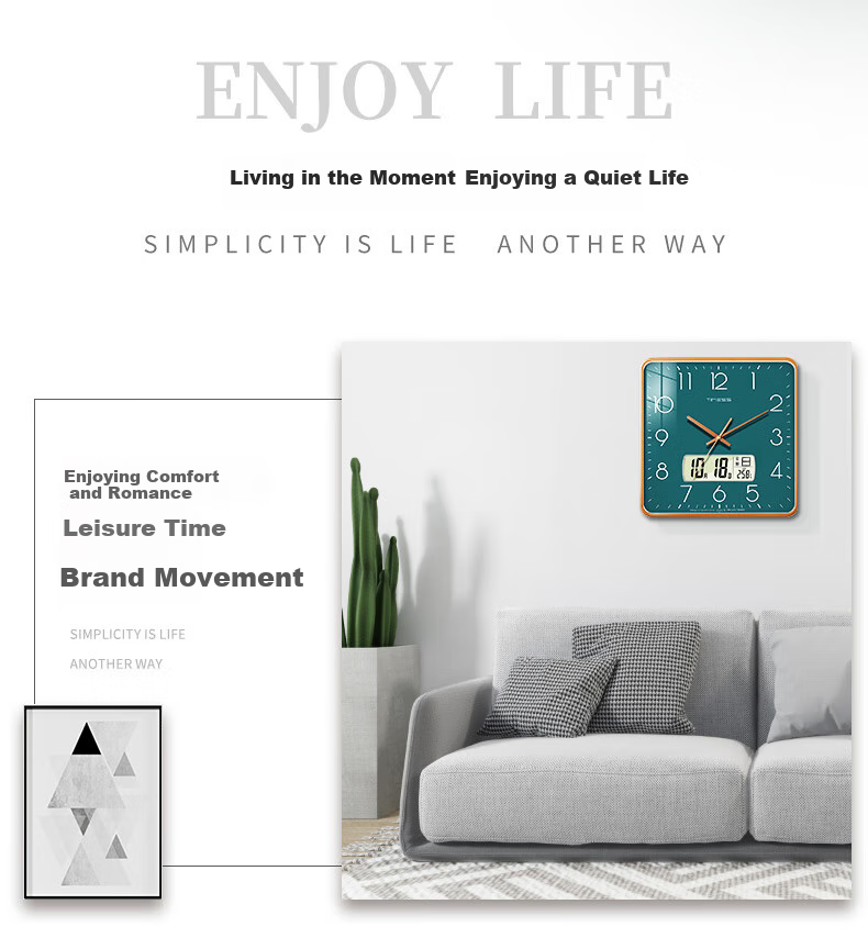 Timess Square Wall Clock, Living Room Clock, Perpetual Calendar, Timepiece, Sweep Second Movement, Quartz Clock, Calendar Wall Clock, 38cm 1