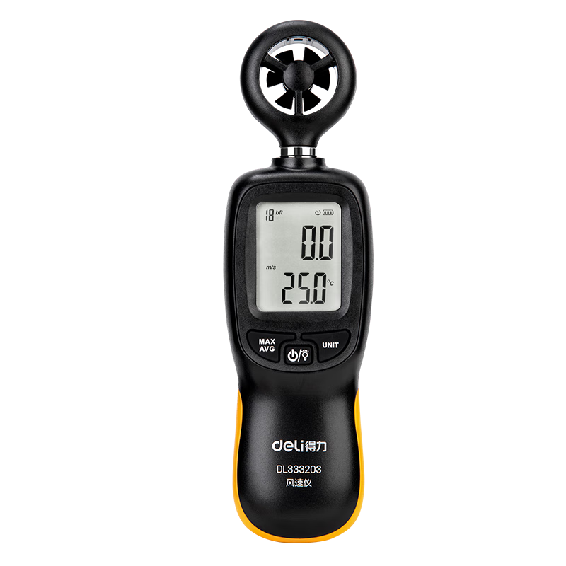 Deli Digital Anemometer, High-Precision Portable Wind And Temperature Meter, Handheld Wind Speed Meter, Air Flow Meter, Wind Speed Sensor