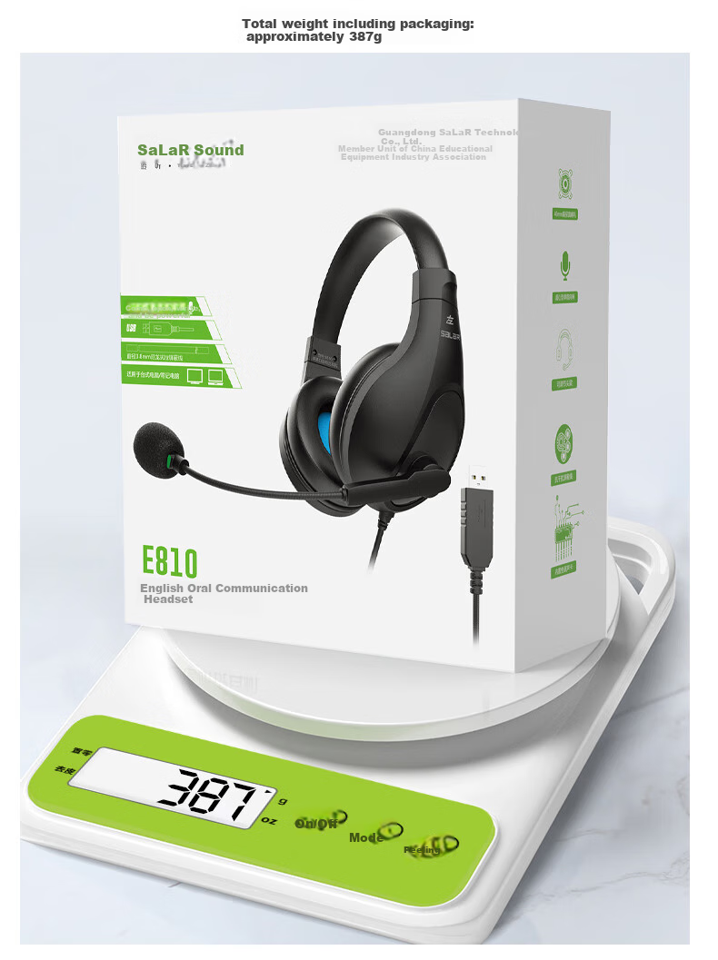 SaLaR E810 English Speaking And Listening Exam Headphones, Over-Ear, for Middle School And College Entrance Exams, Recording And Repeating Function, Human-Machine Dialogue Earphone with Microphone, USB Interface, Dual-Use Type-C Port, White Color 18