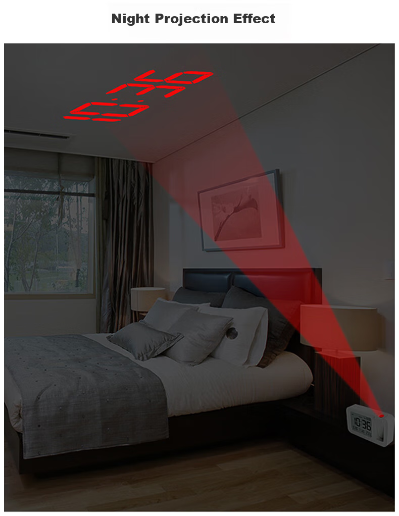 Hense Creative Projection Alarm Clock Bedside Electronic Clock Student-Specific Wake-Up Device Alarm Table Desktop Small Clock HA5235 5