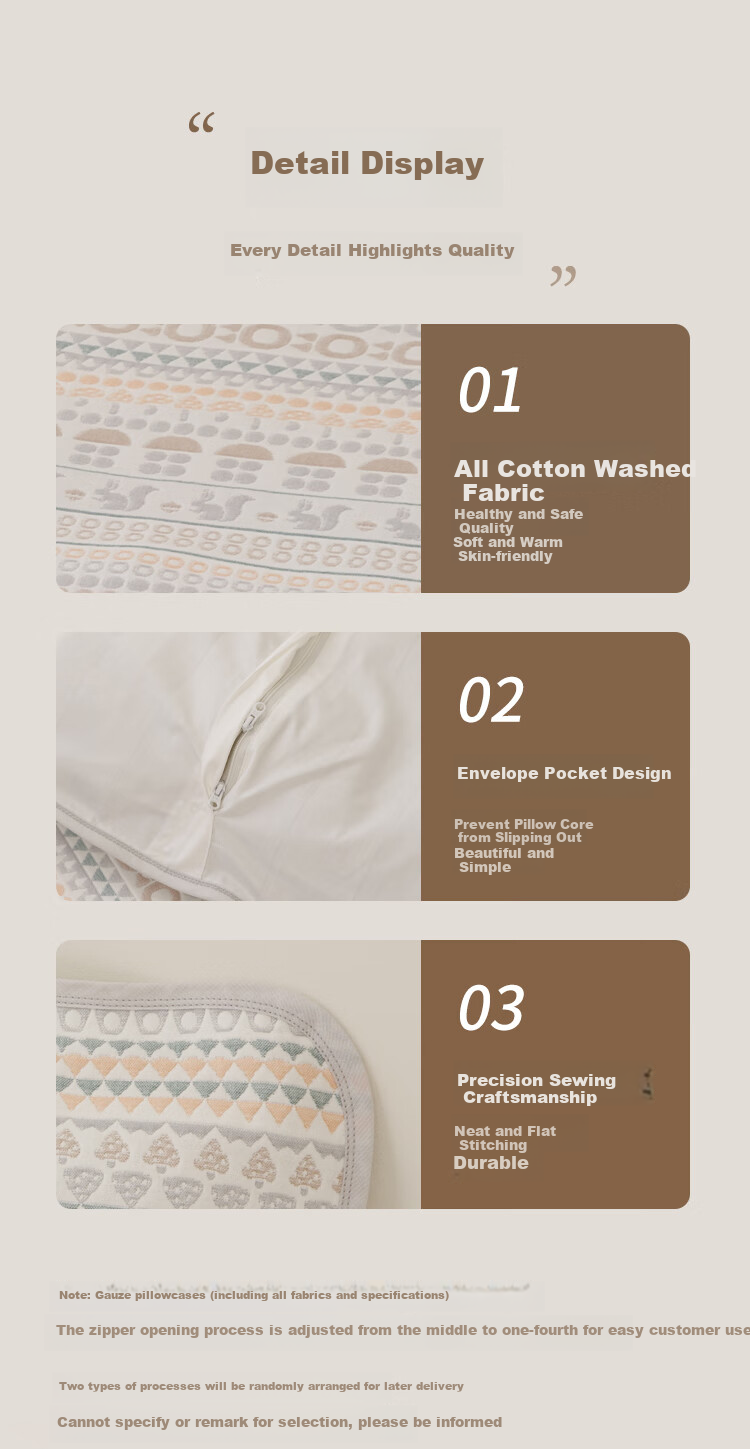 YAZAN Gauze Children's Pillowcase, Pure Cotton, Breathable, Sweat-Absorbing, Class A, Removable And Washable, Squirrel Nut Pattern, 35*55CM 4