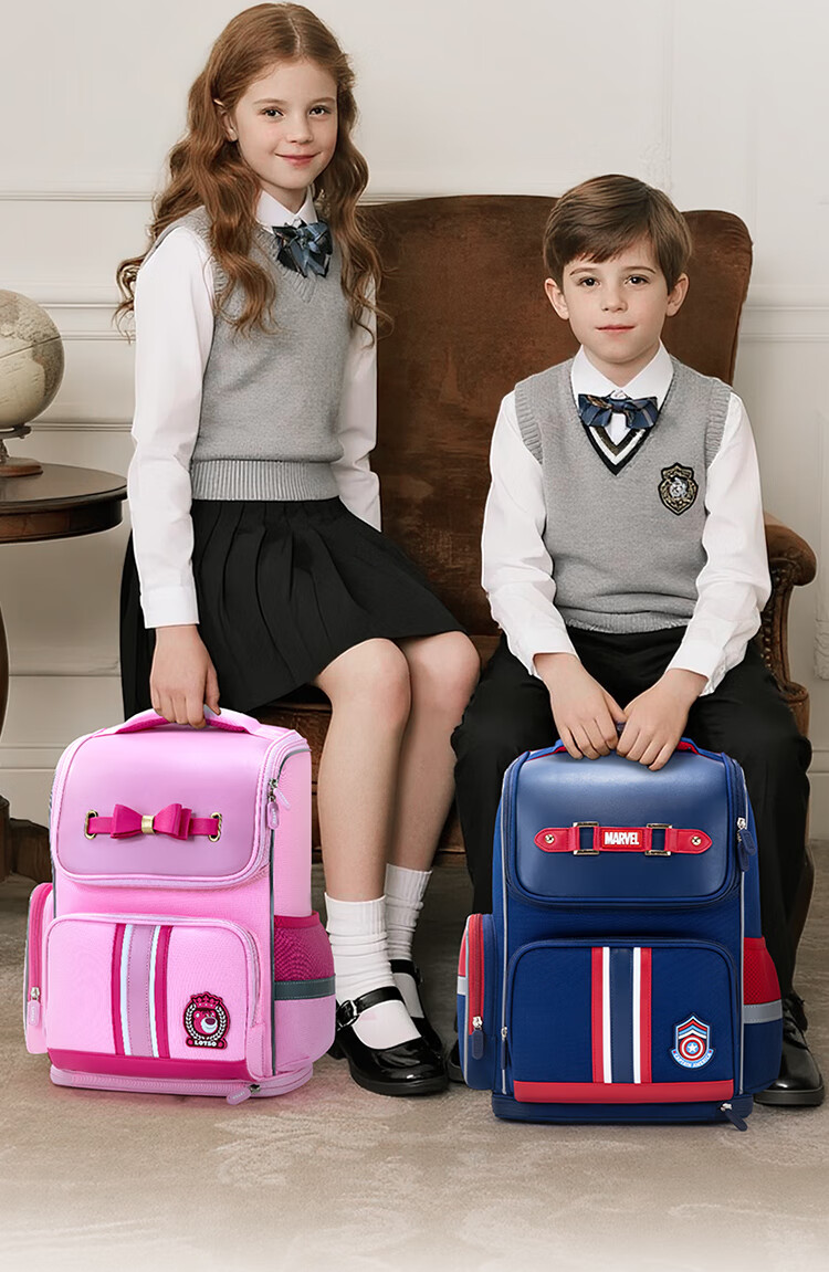 Disney Backpack for Primary School Girls Grades 4-6, Spine-Protecting, Load-Reducing, Multi-Layered, Large Capacity, Breathable, Double Shoulder Bag, Three-Piece Set 2