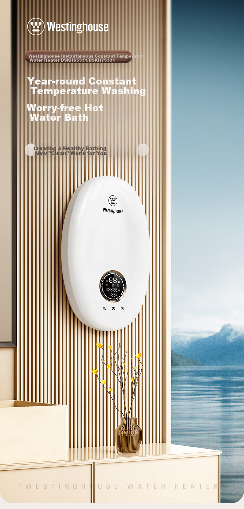 Westinghouse [Xiaobaiyulan] Instant Electric Water Heater, [On-Site Installation], 6500W Ultra-Thin Kitchen Treasure, Constant Temperature Rapid Heating, Rental Apartment Electric Hot Water Faucet DSKH65331 2