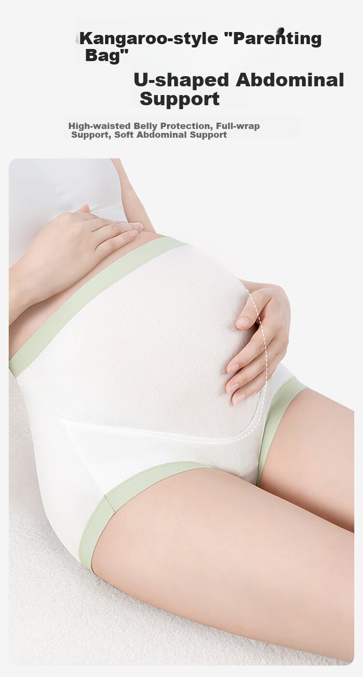 Aibaoshi Maternity Underwear, High-Waist Pure Cotton Antibacterial Crotch, Belly Support Panties for Pregnancy, 3-Pack, XL Size M429 6