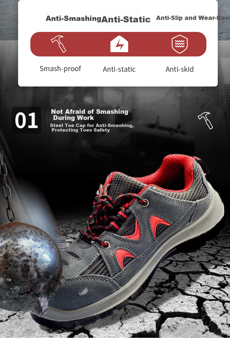 Honeywell Safety Shoes, Steel Toe, Suede And Mesh Upper, Double Density Polyurethane, Anti-Static, Impact-Resistant, Puncture-Proof, Safety Shoes SP2010512, Size 36, 1 Pair 5