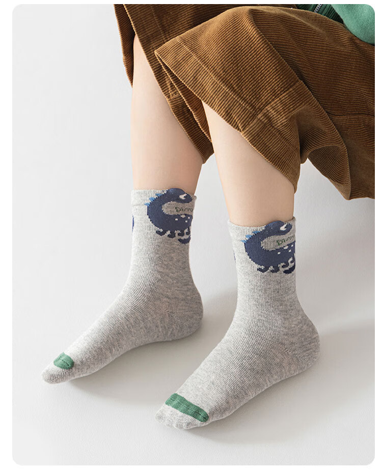 Yuzhaolin 5 Pairs Kids Socks Spring Summer Cotton Mid-Calf Youth Boys Odor-Resistant Elementary School Boys Girls Sports Cotton Socks 7