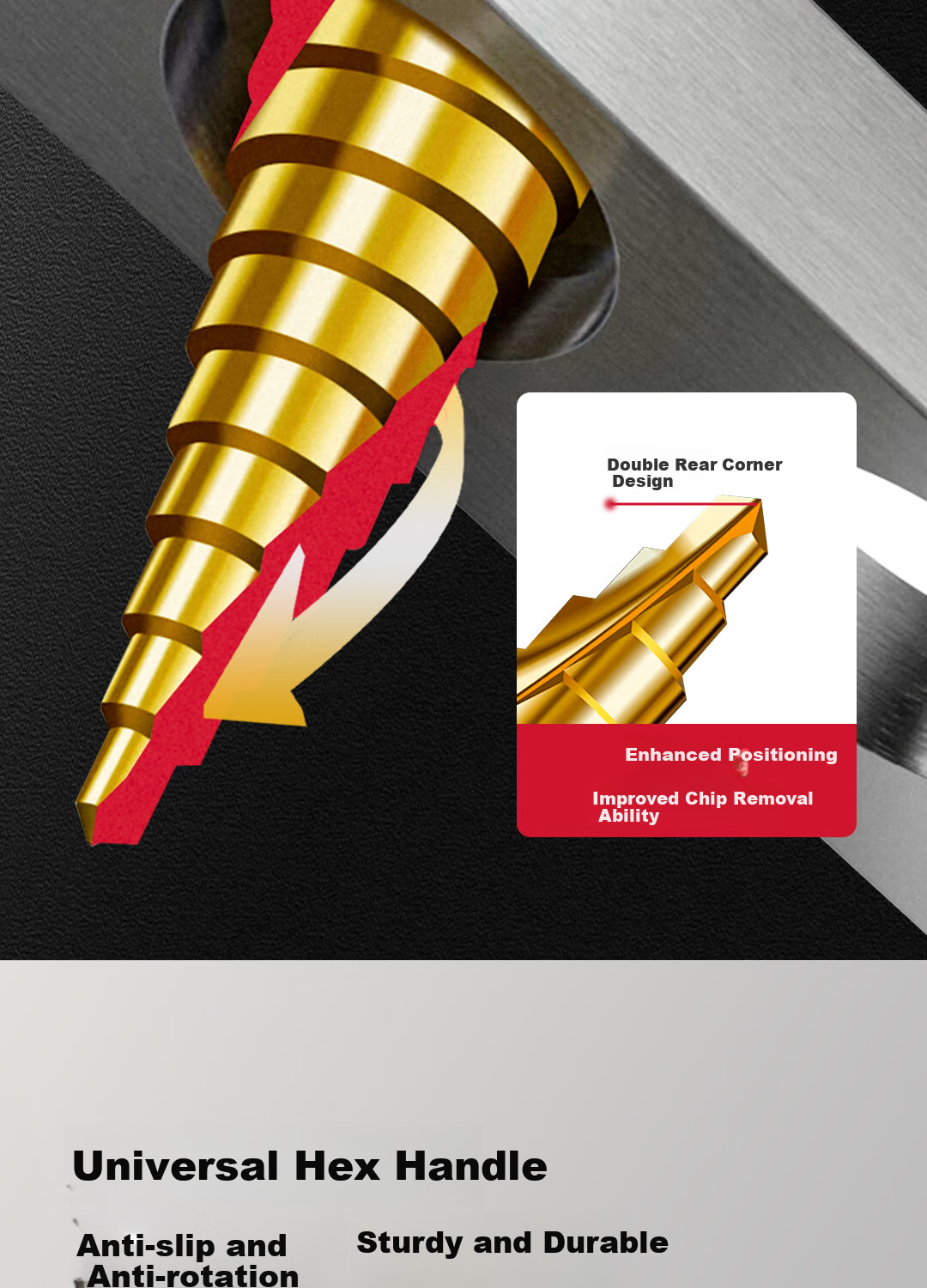 Deli Pagoda Drill Bit, Stainless Steel Metal Drilling, Electric Hammer Drill Bit, Wood Board Aluminum Alloy Hole Opener, 6542 High-Speed Steel 4-12 11