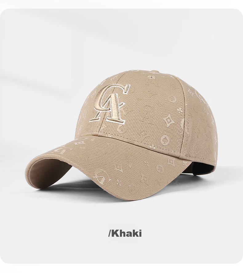 CACUSS Women's Duckbill Cap Spring Summer Hard Top Embroidered Baseball Cap Vintage Luxury Hat Large Head Circumference Khaki 7