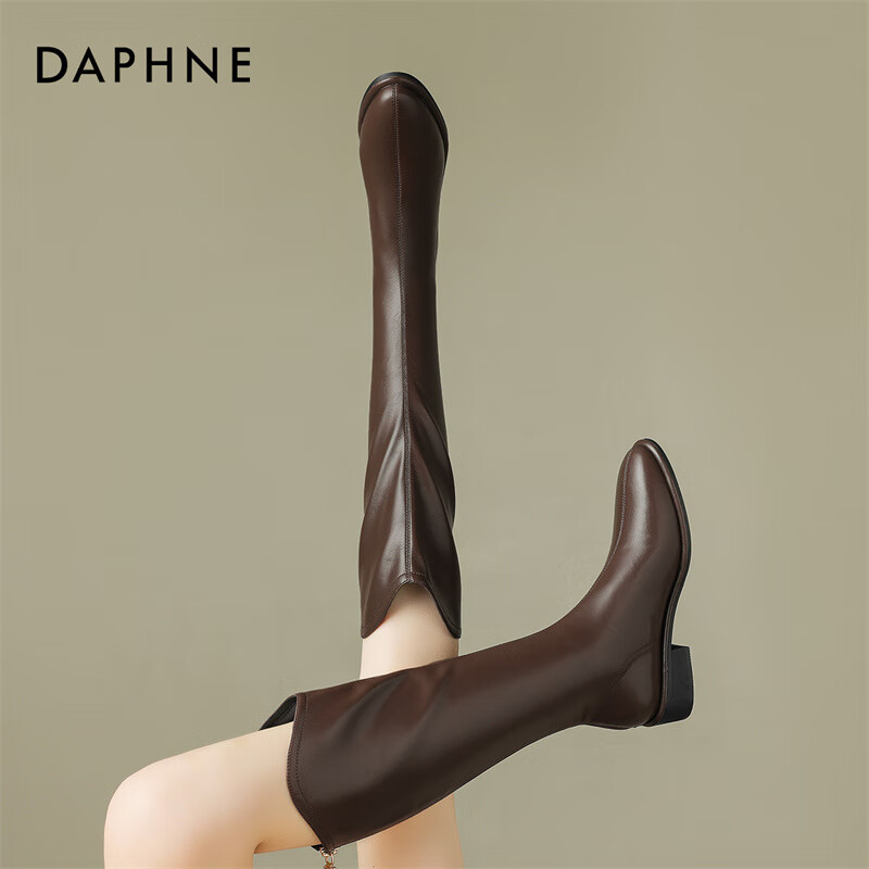 DAPHNE V-Cut Women's Long Boots Winter New Pointed Toe High Shaft Riding Boots Tall Boots 4023605059 Brown Size 38