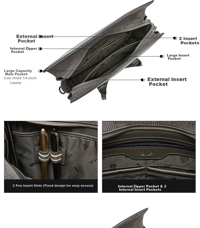BVP Men's Briefcase, Business Casual Handbag, Fashionable Horizontal Style Men's Bag, Large Capacity Laptop Bag, Birthday Gift 26