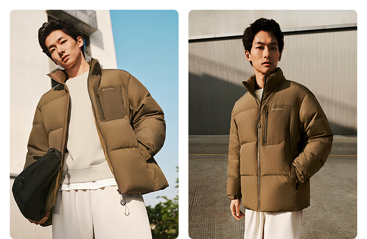 BOSIDENG Men's Off-Season 90% Down Thickened Stand Collar Loose Short Casual Warm Jacket Winter 18