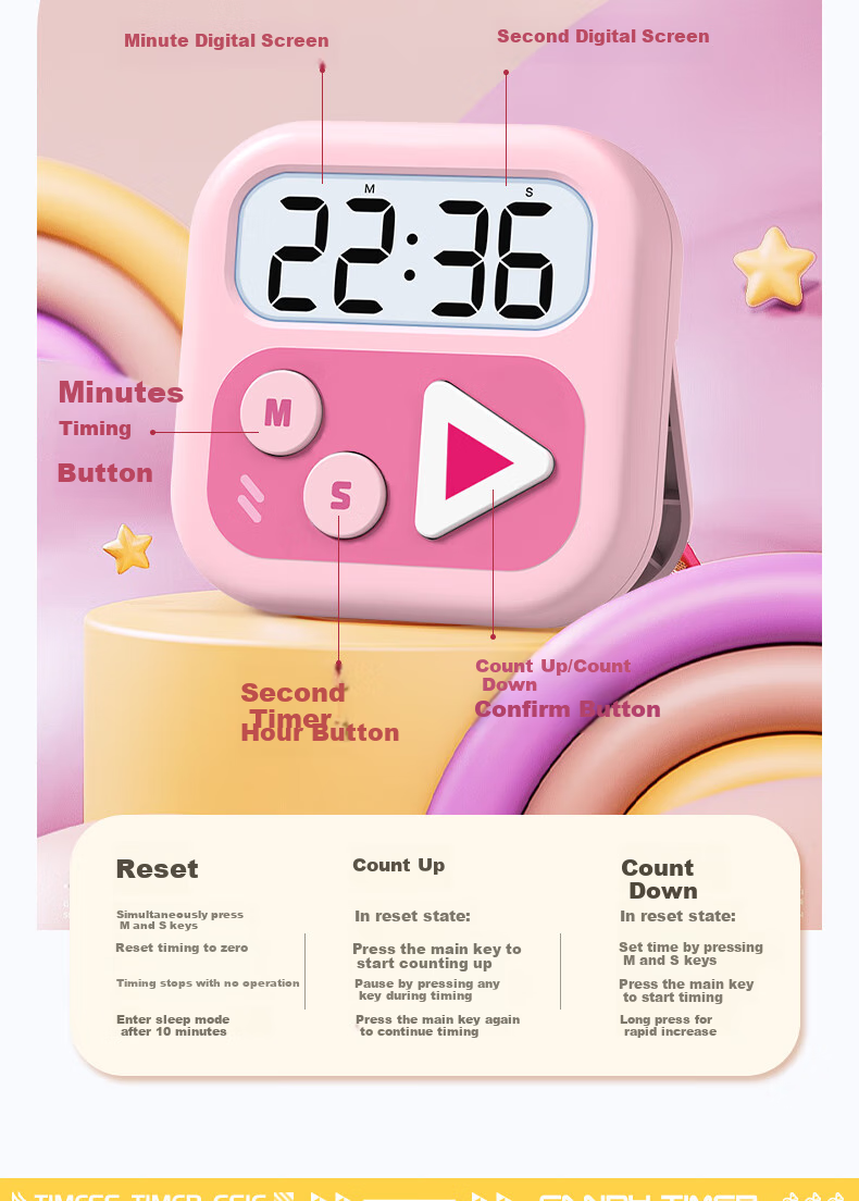 Timess X Disney Collaboration Visual Timer, Kitchen Cooking Timer, Student Dopamine Time Management Device, Back-To Gift 7