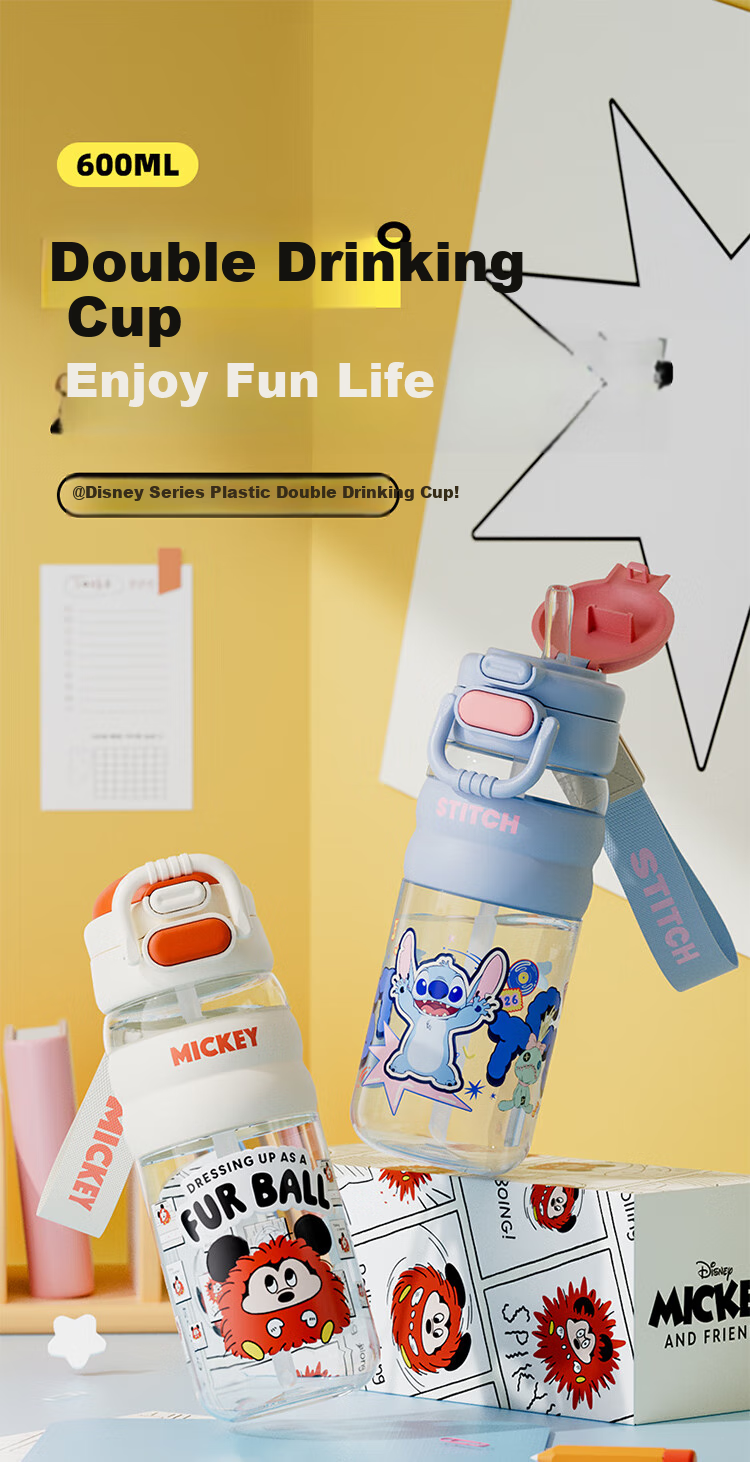 Disney Large Capacity Sports Water Bottle for Children, Stylish Dual-Use Cup for Boys, School Water Bottle for Elementary Students 2
