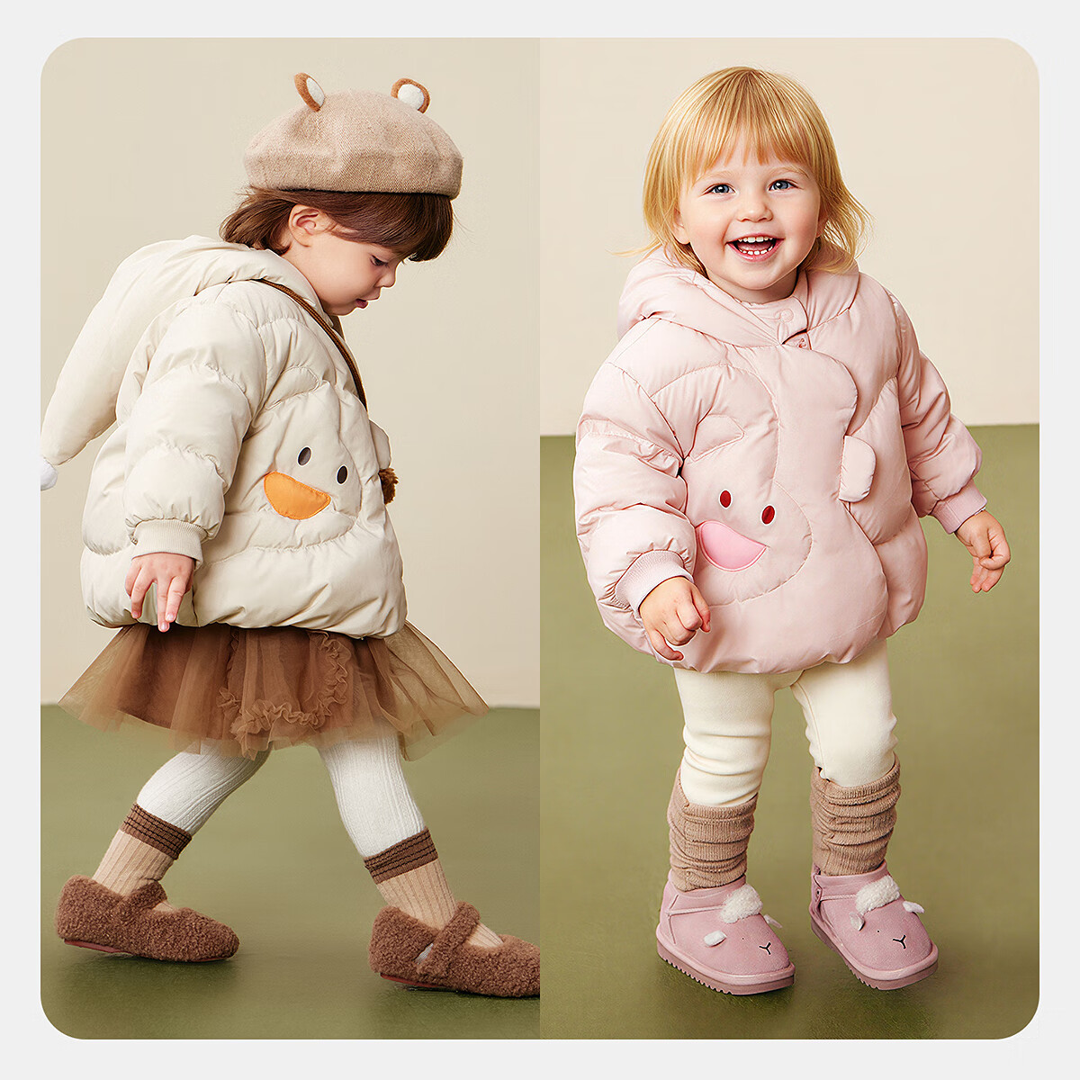 Minibala Kids Unisex Down Jacket Baby Cute Hooded Coat 2025 Winter [Three-proof]