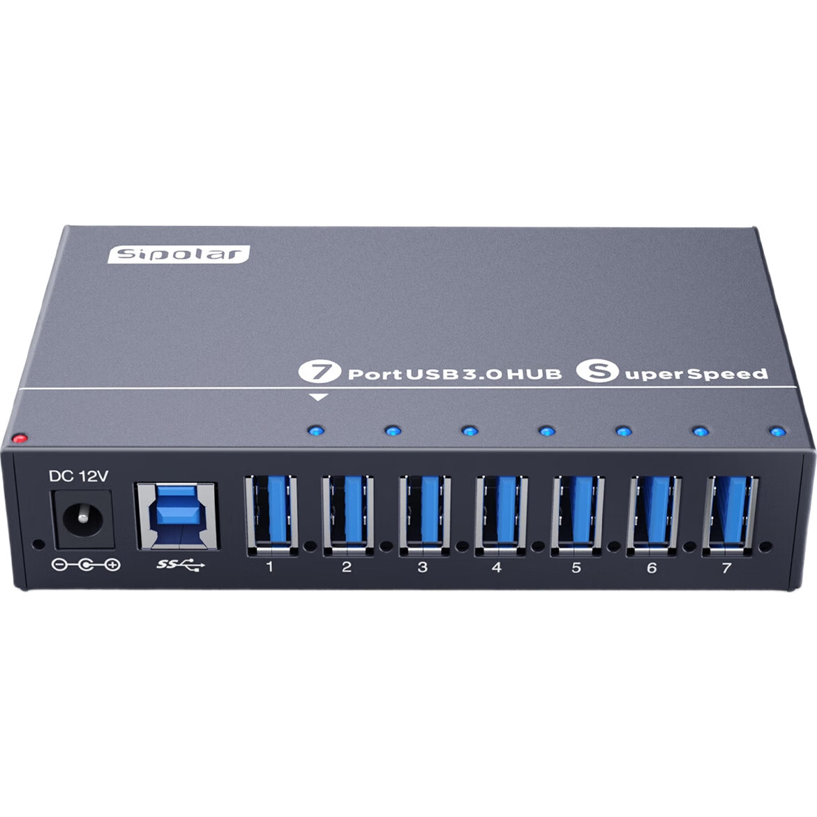 USB 3.0 концентратор SIPOLAR A-173, 7 портов, 1.4 метра, с блоком питания